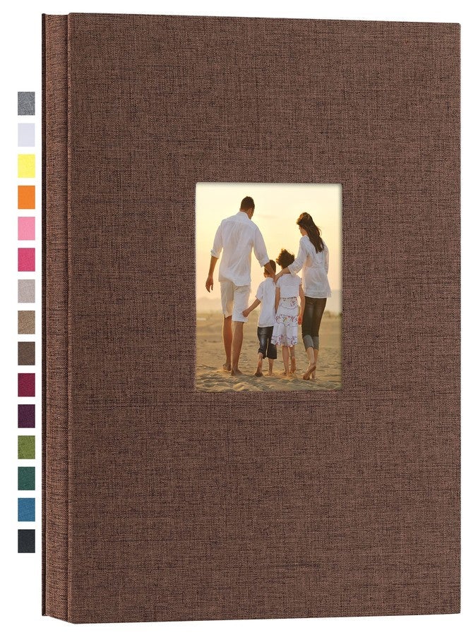 potricher Linen Hardcover Photo Album 4x6 600 Photos Large Capacity for Family Wedding Anniversary Baby Vacation (Brown, 600 Pockets) - Image 1